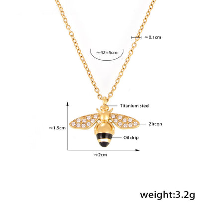 【Charming bee pendant necklace】Stainless steel necklace – gold-plated or silver-colored