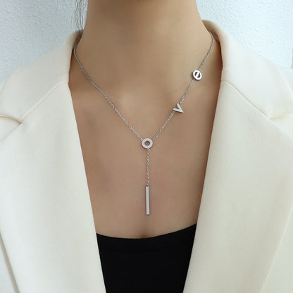 "LOVE" letter necklace – stainless steel pendant in 3 trendy colors