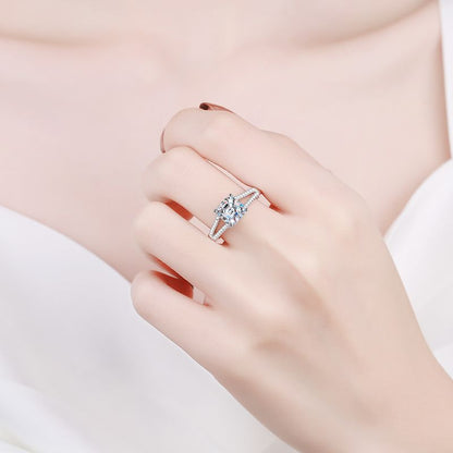 Asscher-cut zirconia ring (2ct) with micro-bevel – 925 sterling silver rhodium-plated