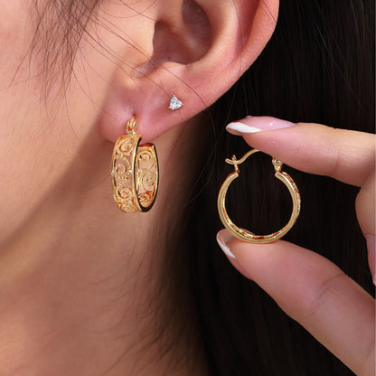 Openwork flower earrings - copper alloy gold-plated