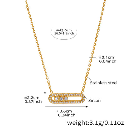Sliding zirconia pendant – 18K real gold plating or stainless steel look