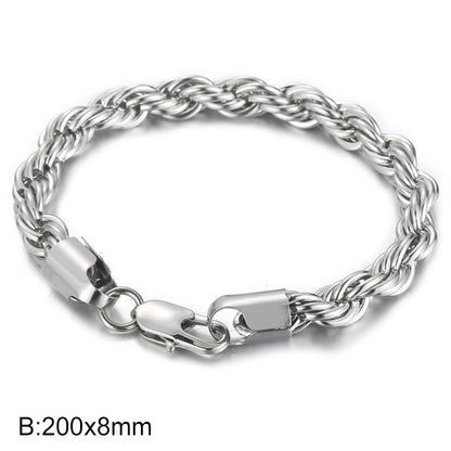 Men's bracelet made of 18k gold-plated stainless steel - braided twisted rope design