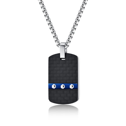 Industrial design dog tag | 316L stainless steel with carbon look &amp; hexagon head
