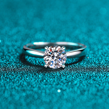 Four-claw zirconia ring (5mm|6.5mm|8mm) made of 925 silver with rhodium plating