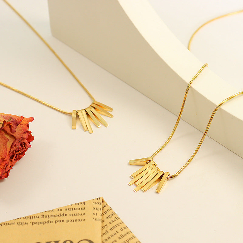 Modern geometry necklace – minimalist cube design in gold or silver