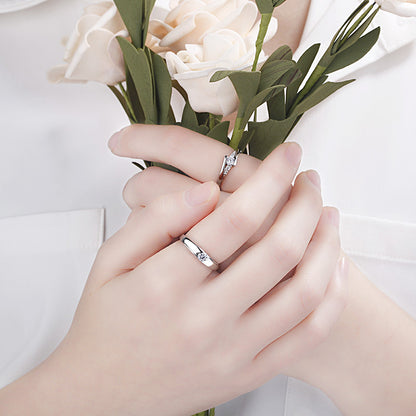 True love lasts a lifetime - Couple rings made of S925 Sterling silver rhodium-plated (white gold look) with sparkling zirconia stones