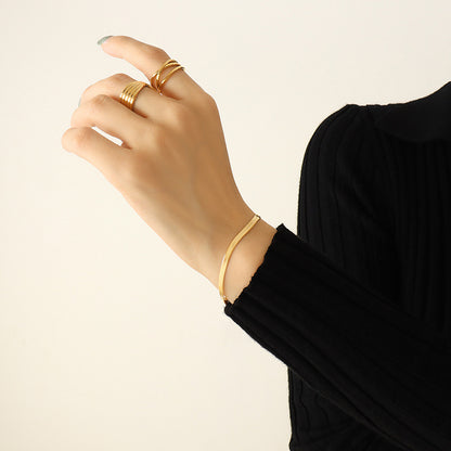 Minimalist chain link necklace (clavicle &amp; classic) + bracelet - gold-plated &amp; stainless steel look