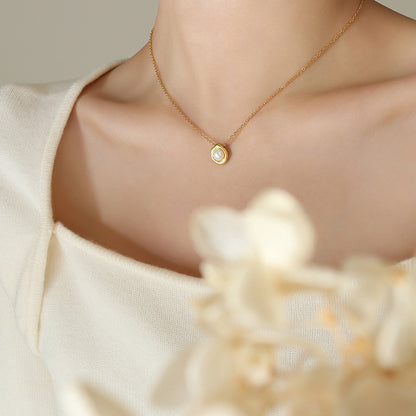 Shell pearl necklace made of stainless steel | 18K gold-plated or high-gloss silver look