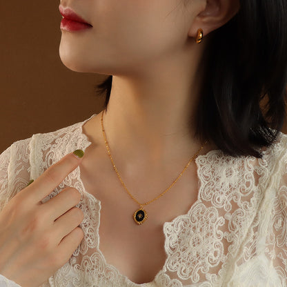 French Court Style Hexagram Pendant | Stainless Steel Chain with 18K Gold Plating or High-Polish Silver Finish - Royal Elegance