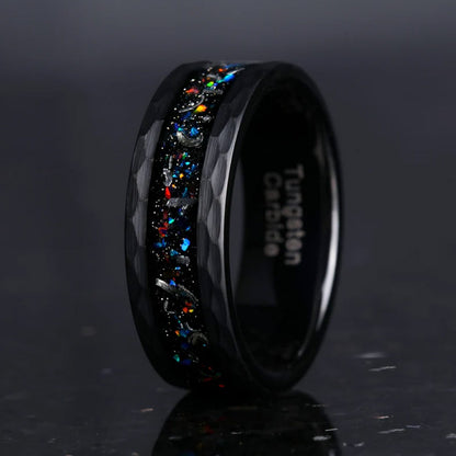 PIOWNN® Wolfram Ring – Geschmiedet mit Farbedelsteinen