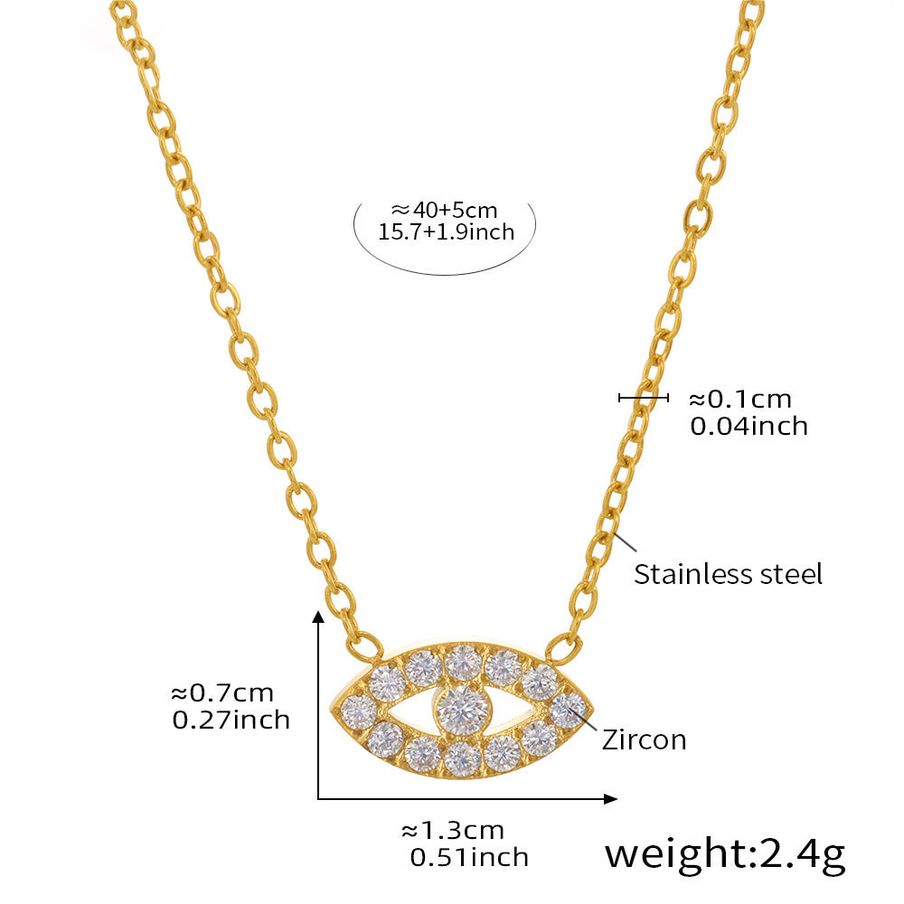 Evil eye necklace with 5A zirconia – multi-row fine chain made of gold-plated stainless steel or silver steel look