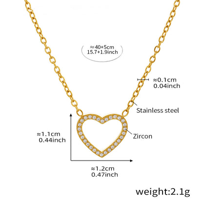 Double chain set: heart pendant with zirconia &amp; cross chain with steel beads – 18K gold-plated or silver stainless steel
