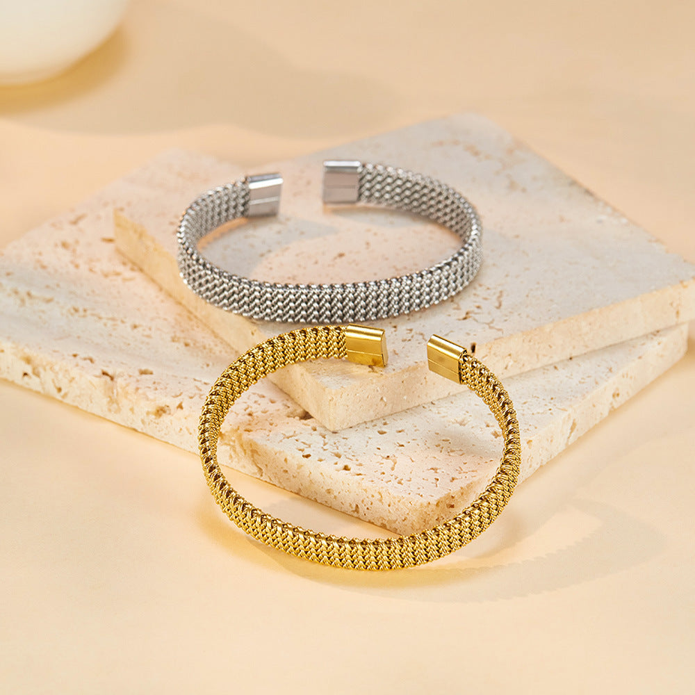 Edelstahl-Armband mit Geflecht-Design – Offener Verschluss, universell tragbar