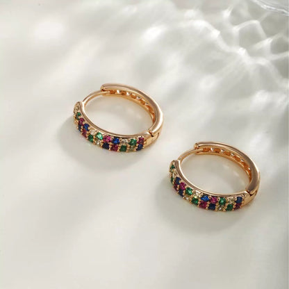 Colored gemstone earrings - alloy gold-plated (silver stud earrings)