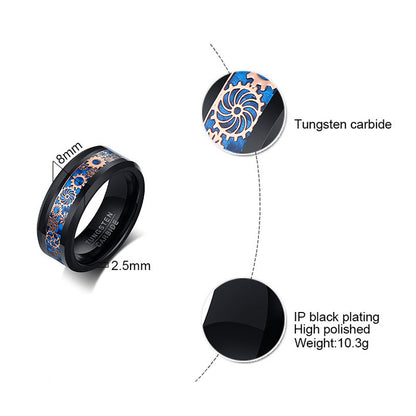Moderner Wolframcarbid-Ring mit Zahnrad-Design – Industrieller Chic