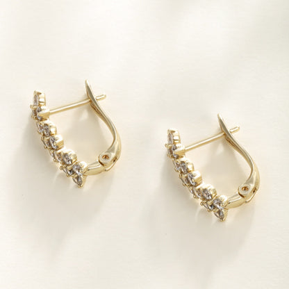 14K gold-plated flower stud earrings with zirconia | Copper alloy | 1.7 cm
