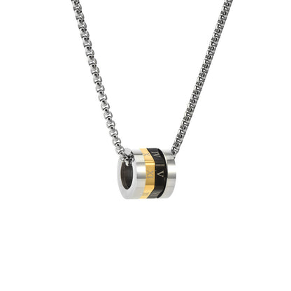 Drehbarer Zahlen Anhänger - Titanstahl Minimal Kette - Römische Ziffern Design