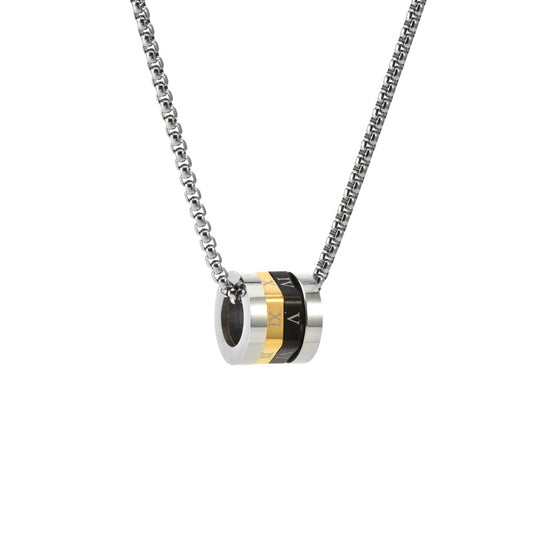 Drehbarer Zahlen Anhänger - Titanstahl Minimal Kette - Römische Ziffern Design