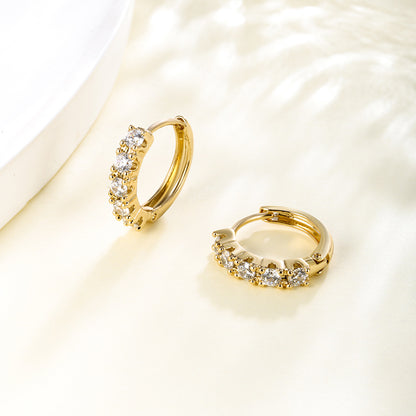 Pavé ear clips with zirconia - copper alloy gold-plated (1.6 cm)