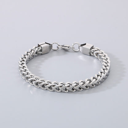 Minimalist Cuban chain bracelets for couples – with textured swirl pattern and high-gloss finish