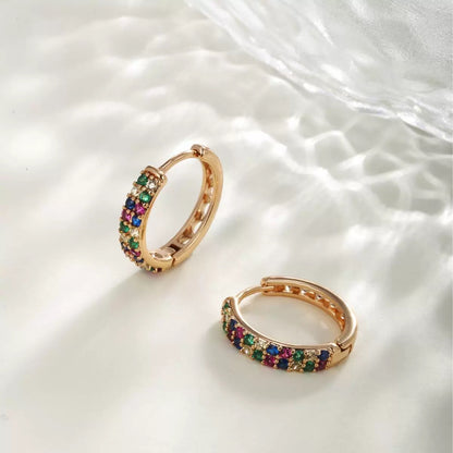 Colored gemstone earrings - alloy gold-plated (silver stud earrings)