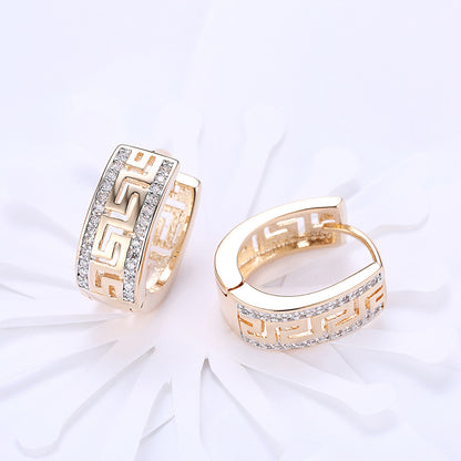 Sanskrit ear clips with zirconia - copper gold-plated (2.2 cm)