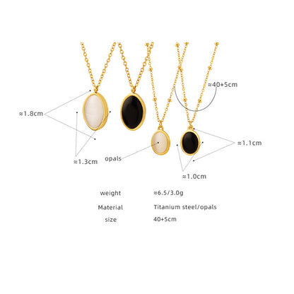 Retro chaton pendant necklace made of stainless steel | With cat's eye effect stone - 18K gold or high-gloss silver look