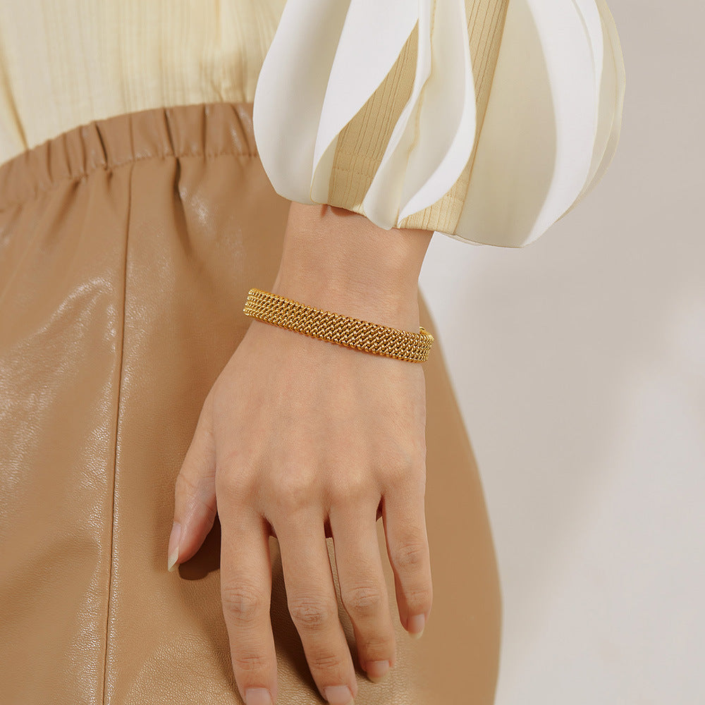 Edelstahl-Armband mit Geflecht-Design – Offener Verschluss, universell tragbar