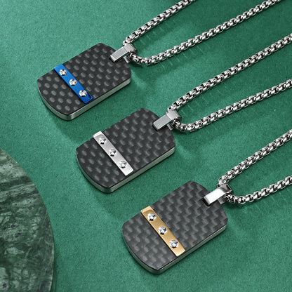 Industrial design dog tag | 316L stainless steel with carbon look &amp; hexagon head