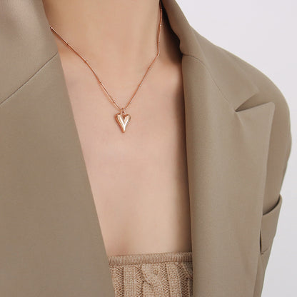 Minimalist Heart Pendant Necklace - 18K Real Gold Plating / Stainless Steel / Rose Gold (3 Colors)