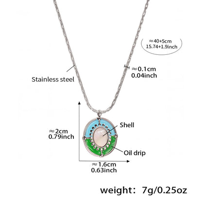 Natural shell necklace with lacquer finish – stainless steel in silver look