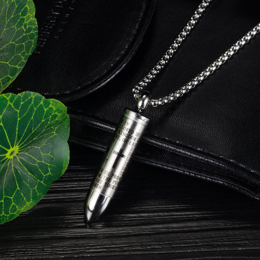 Modern cartridge pendant (screw-on) | Stainless steel necklace for men - Trendy ammunition look