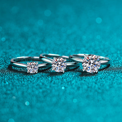Four-claw zirconia ring (5mm|6.5mm|8mm) made of 925 silver with rhodium plating