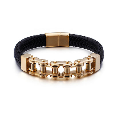 Men's bracelet made of stainless steel chain &amp; braided leather – Robust &amp; stylish