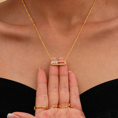 Sliding zirconia pendant – 18K real gold plating or stainless steel look