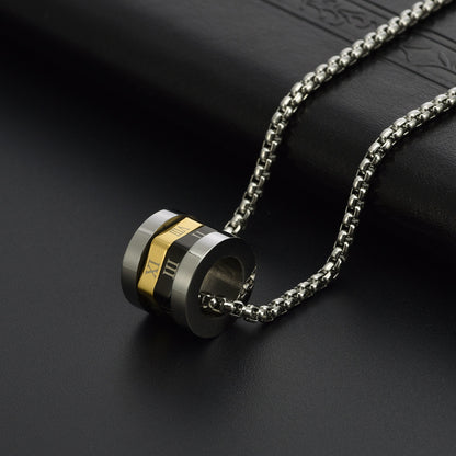 Drehbarer Zahlen Anhänger - Titanstahl Minimal Kette - Römische Ziffern Design