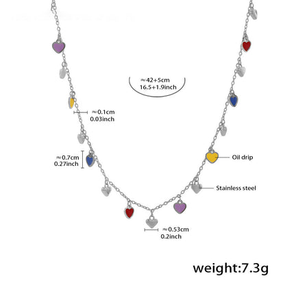 Multicolored Green Heart Collection – 18K gold-plated stainless steel jewelry as a bracelet or necklace (available in gold or silver finish)