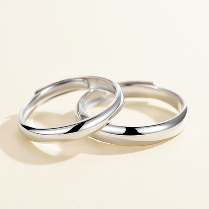 S925 Sterling Silver Couple Rings (Classic) - High-gloss polished, rhodium-plated white gold look | Optionally closed or adjustable