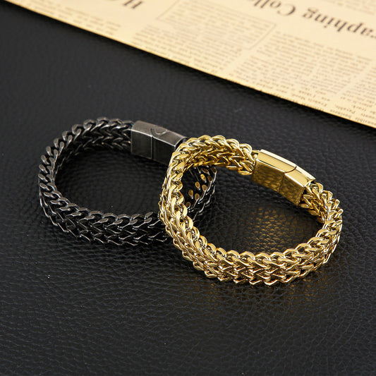 Titanium braided bracelet - two-row - simple men's jewelry