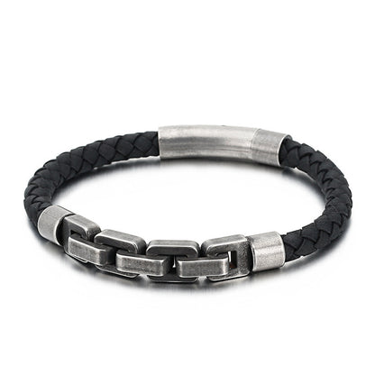 Men's bracelet made of 316 stainless steel &amp; leather – Robust &amp; hypoallergenic