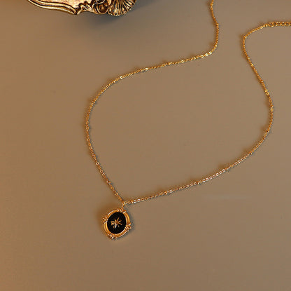 French Court Style Hexagram Pendant | Stainless Steel Chain with 18K Gold Plating or High-Polish Silver Finish - Royal Elegance