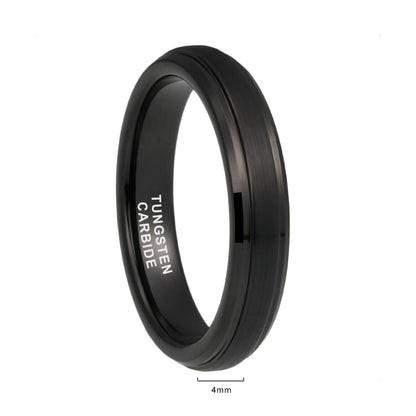 Wolframstahl-Ring mit schwarzer Sandstrahl-Optik (Mittelteil) – Kratzfest & Modern