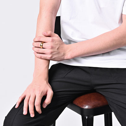 Simple titanium steel ring - High-quality shiny in black &amp; steel colors - 18K gold plating - Unisex design - Fine jewelry for women &amp; men