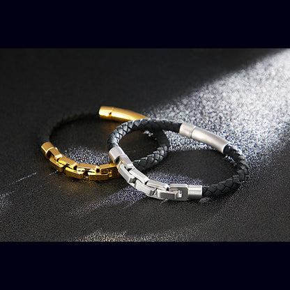 Men's bracelet made of 316 stainless steel &amp; leather – Robust &amp; hypoallergenic