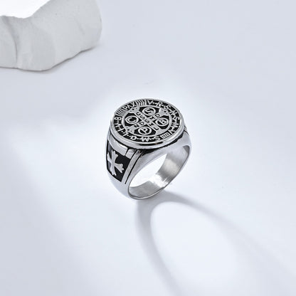 Gothic Cross Ring - Stainless Steel Men's Jewelry with Occult Design - Punk &amp; Rock Accessory