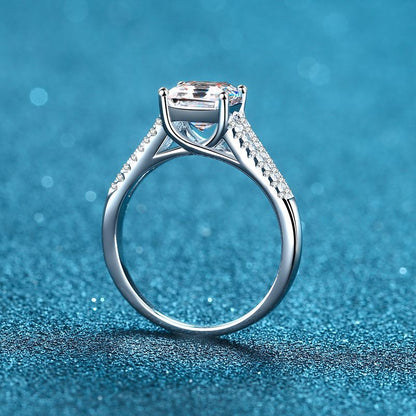 Asscher-cut zirconia ring (2ct) with micro-bevel – 925 sterling silver rhodium-plated
