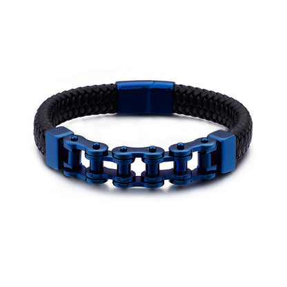 Men's bracelet made of stainless steel chain &amp; braided leather – Robust &amp; stylish