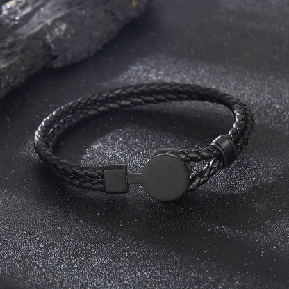 Retro leather bracelet with punk straps – double braided &amp; individual