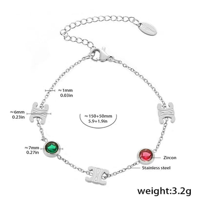 Elegant zircon jewelry set (necklace + bracelet) made of steel - PVD gold-plated in 2 colors | Gold &amp; silver | High-quality women's jewelry gift