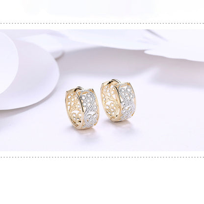 Fashionable perforated ear clips with zirconia - copper gold-plated (1.6 cm)